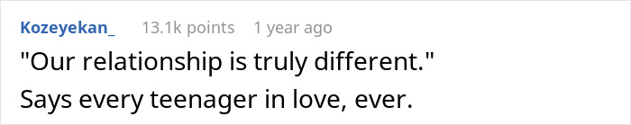 Text post showing a quote about teenage love, highlighting parents refusing to support their son&rsquo;s future destruction.