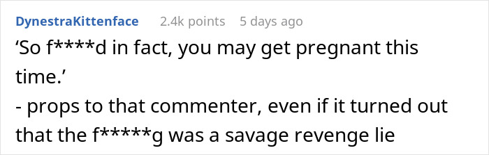 Comment discussing savage revenge lie in a relationship after a man cheats on girlfriend with her sister. Comment discussing savage revenge lie in a relationship after a man cheats on girlfriend with her sister.