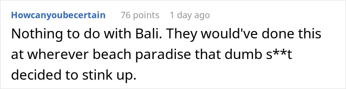 Comment on online forum discussing police investigation into disturbing discovery linked to wealthy businessman's son in Bali.