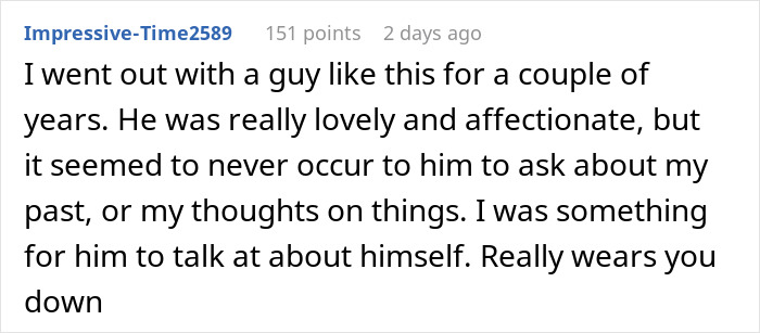 Reddit user shares experience of romantic indifference where boyfriend noted favorite foods but forgot her cat's name.