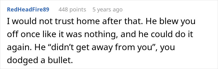 Screenshot of an online comment expressing regret about ditching a fianc&eacute;e to chase the one that got away.