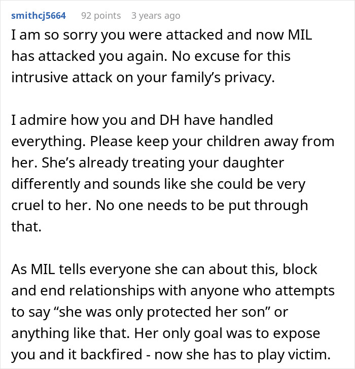 Comment discussing MIL secretly DNA testing grandkid, causing family conflict and privacy invasion concerns.