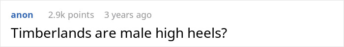 Screenshot of an online forum post discussing Timberlands as male high heels, related to BF letting GF use apartment to meet ex.
