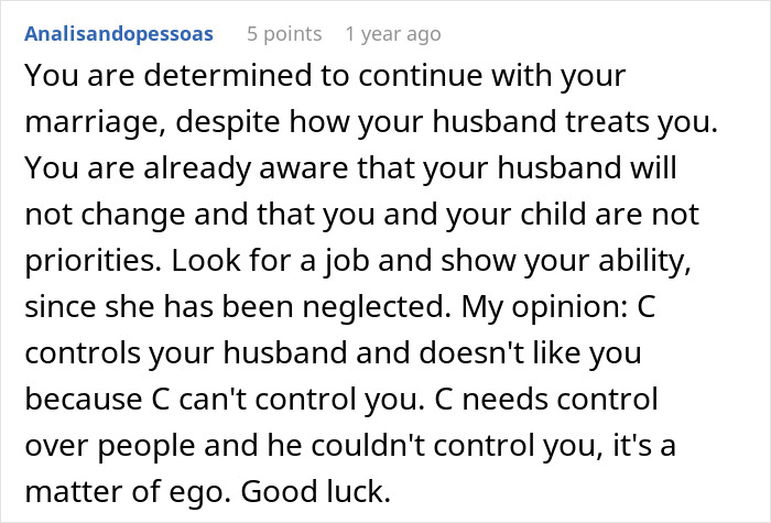 Comment discussing a friend telling his best friend to divorce his wife, highlighting sabotage and control issues in marriage.