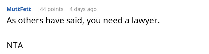 Screenshot of a forum comment discussing family being greedy and entitled, expecting grandma to support wife as a stay-at-home mom.