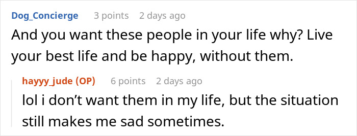 Comments from a gay man discussing his feelings about parents' audacity and being kicked out, reflecting on funding retirement.
