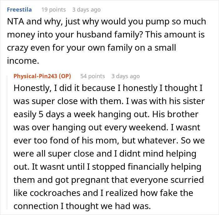 Reddit conversation about woman dealing with husband's entitled family after being called out for not having a job. Reddit conversation about woman dealing with husband's entitled family after being called out for not having a job.
