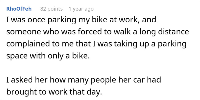 Woman uses wit and seven motorcycles to teach neighbor a lesson about fair parking and shared spaces.