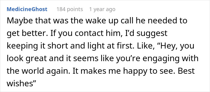 Screenshot of a Reddit comment offering advice on reconnecting with a loved one in a heartfelt online love story.