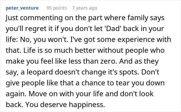 Comment discussing family impact after DNA lab mixes paternity results and man disowns wrong son wanting to reconnect.