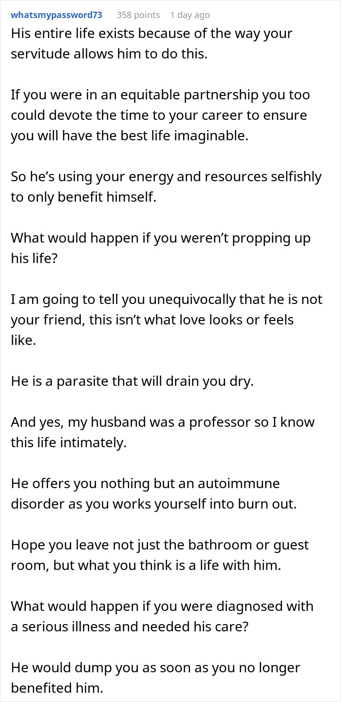 Screenshot of a Reddit comment discussing the impact of household chore imbalance on relationships and work-life fairness. Screenshot of a Reddit comment discussing the impact of household chore imbalance on relationships and work-life fairness.