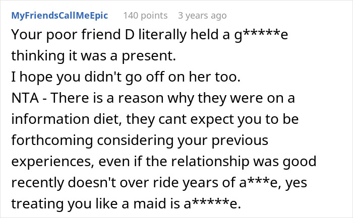 Screenshot of a Reddit comment discussing parents mad at daughter for being sneaky after buying a house without telling them.