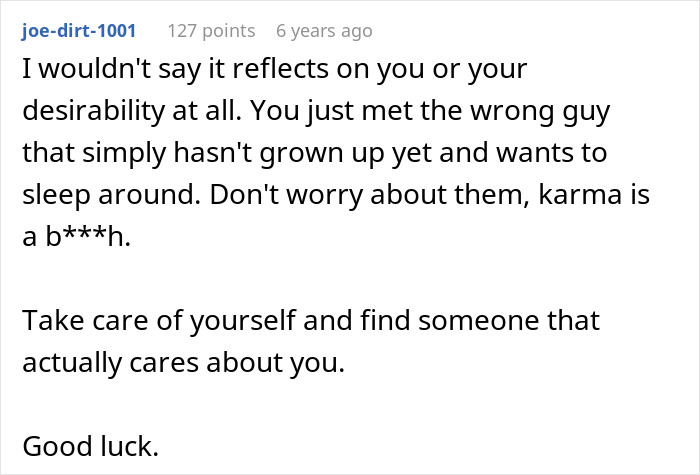 Text comment offering advice about dealing with relationship issues involving a boyfriend's female friend.