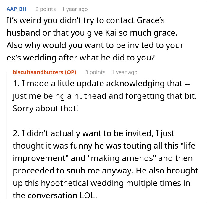 Screenshot of a forum conversation discussing a woman&rsquo;s innocent joke revealing her husband as a horrible cheating jerk.