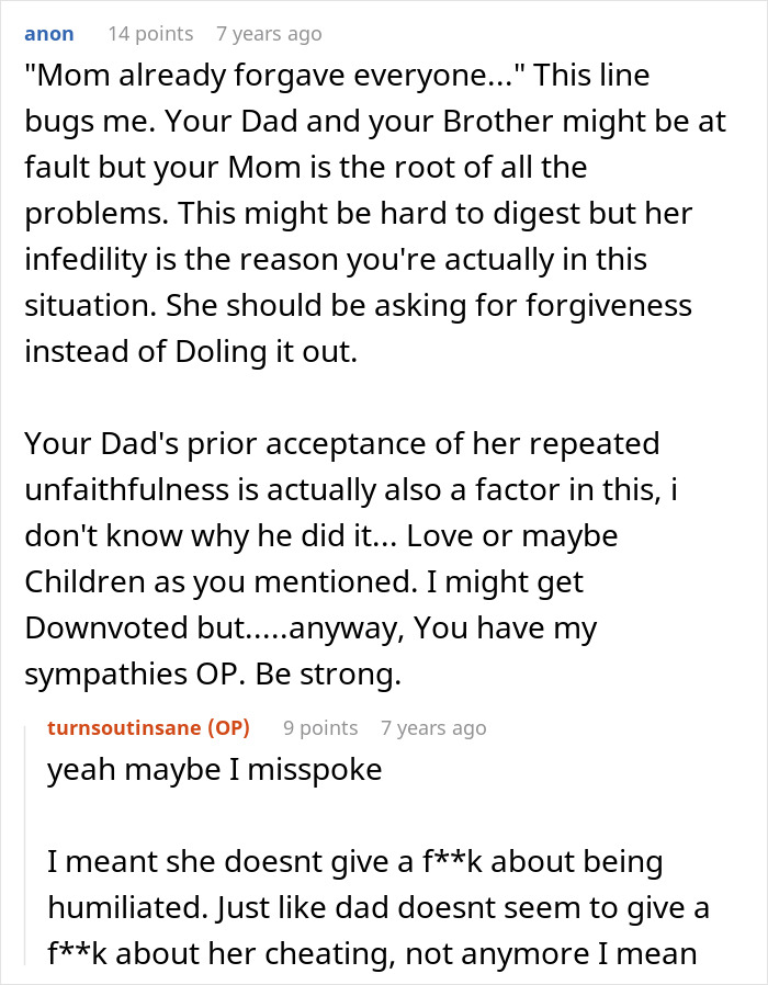 Comment discussion about DNA lab mixing paternity results and a man realizing he disowned the wrong son.