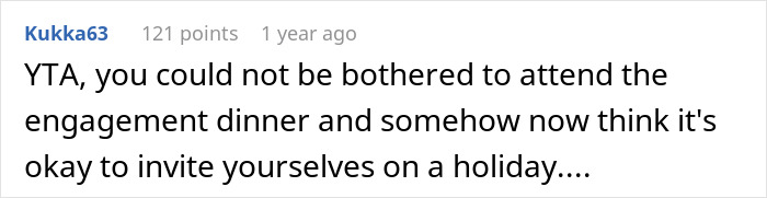 Screenshot of a Reddit comment discussing MIL plans a spite trip after son and DIL reject her, showing user Kukka63's opinion.