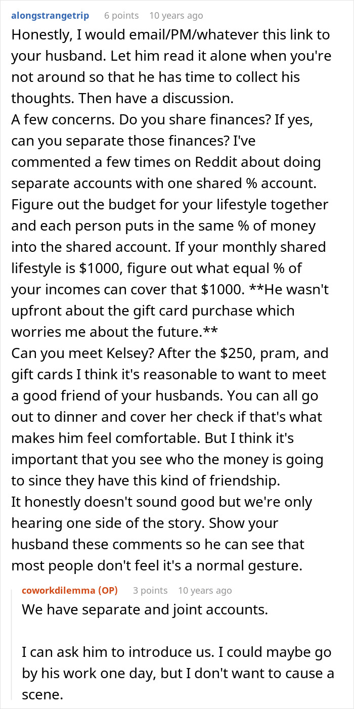 Reddit discussion about a man taking care of pregnant coworker and the wife discovering the real reason behind it.