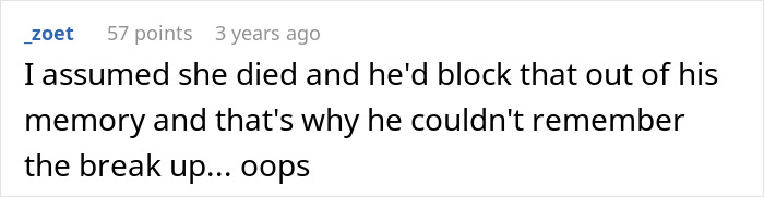 Screenshot of a comment about a guy who thought he imagined his teenage ex, now living as a man in the US.