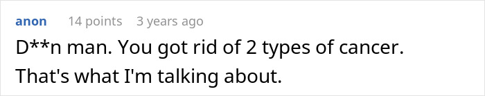Comment reading d**n man, praising him for overcoming two types of cancer, reflecting on resilience after hardship. Comment reading d**n man, praising him for overcoming two types of cancer, reflecting on resilience after hardship.
