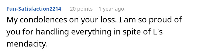 Comment expressing condolences and pride for handling a difficult situation despite husband's refusal of chemotherapy.