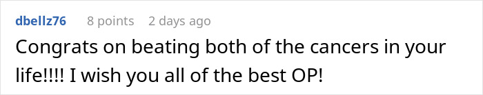 Comment on Reddit thread praising a man after overcoming cancer, reflecting on challenges in marriage and divorce reality check. Comment on Reddit thread praising a man after overcoming cancer, reflecting on challenges in marriage and divorce reality check.