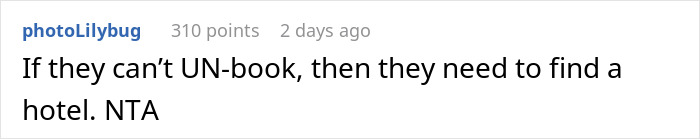 Text comment on a screen discussing a wife feeling hurt and disrespected after husband approves family&rsquo;s six-week stay without asking her.