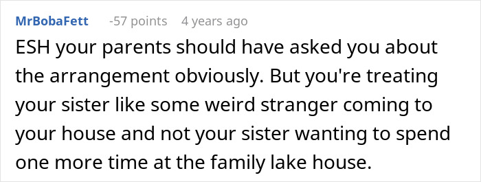 Comment discussing family conflict and a bride expecting to spend honeymoon at sibling’s house facing reality check. Comment discussing family conflict and a bride expecting to spend honeymoon at sibling’s house facing reality check.