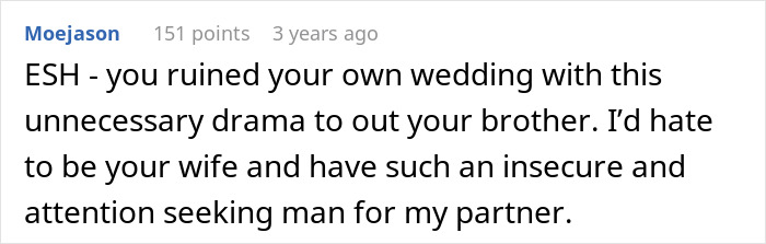 Groom Lets Every Wedding Guest Know Exactly Why His Jerk Brother Is Not There
