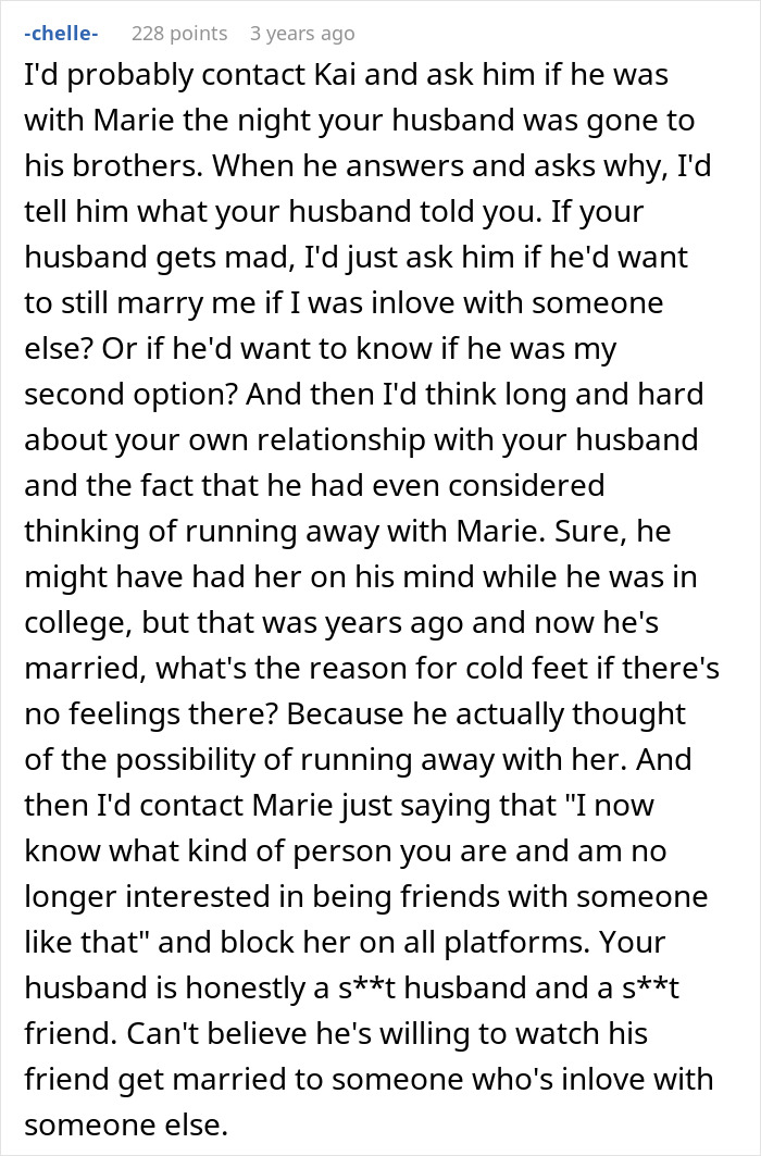 Screenshot of a detailed Reddit comment discussing a woman's innocent goofy joke exposing her husband as a horrible cheating jerk.