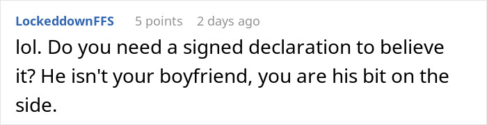 Screenshot of a comment revealing the shock of discovering a boyfriend&rsquo;s double life in an online discussion.
