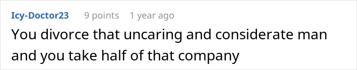 Screenshot of an online comment urging divorce, highlighting sabotage in a friendship over marriage issues.