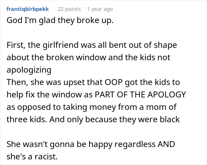 Lady Turns Simple Broken Window Into A Race Issue, Claims BF Crossed A Line For Making 3 Kids Fix It