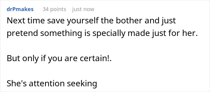 Screenshot of a Reddit comment explaining how a picky eater justifies allergies but is caught eating regular food.