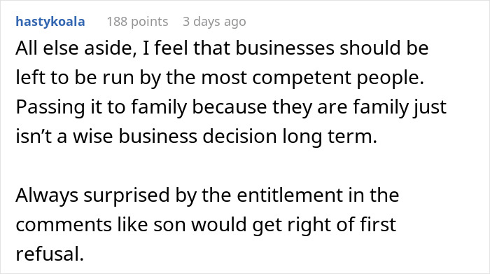 Retiring Dad Picks Prot&eacute;g&eacute; As Main Heir To The Business, Son Gets A Small Slice And More Resentment