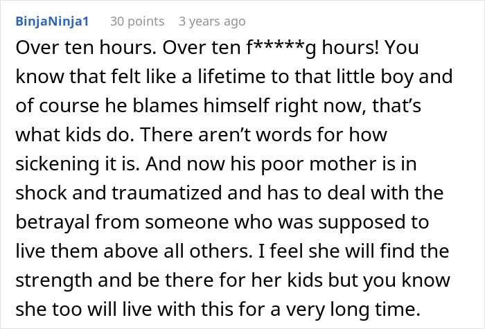 Comment expressing shock over a mom&rsquo;s 10-hour shift, baby screaming, son panicking, and husband asleep at home.