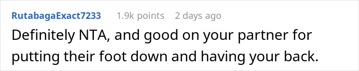 Screenshot of a comment praising a partner for supporting someone who wants to wear a white dress to a wedding.