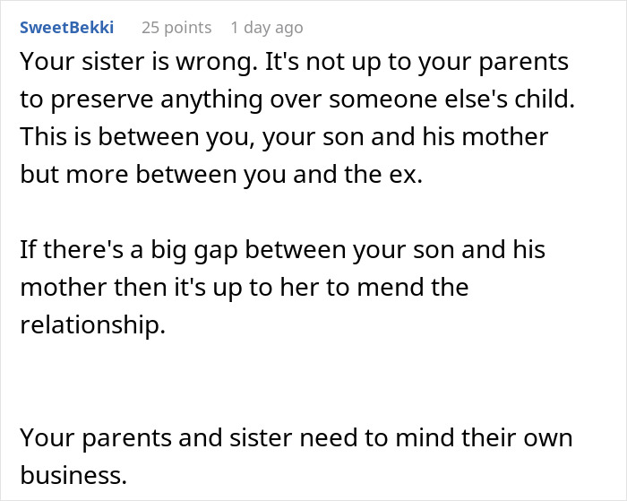 Comment explaining grandparents guilt trip kid over his mom with dad deciding to cut them off advice discussion online.