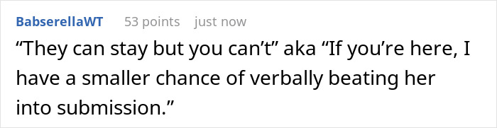 Screenshot of a Reddit comment discussing grandparents kicking a young family out over toddler and medical school conflict.