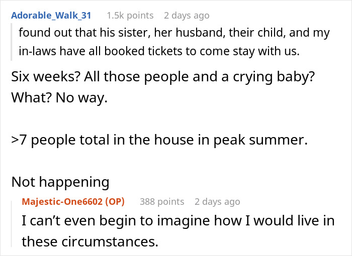 Alt text: Reddit comments about wife feeling hurt and disrespected after husband approves family&rsquo;s six-week stay without asking her