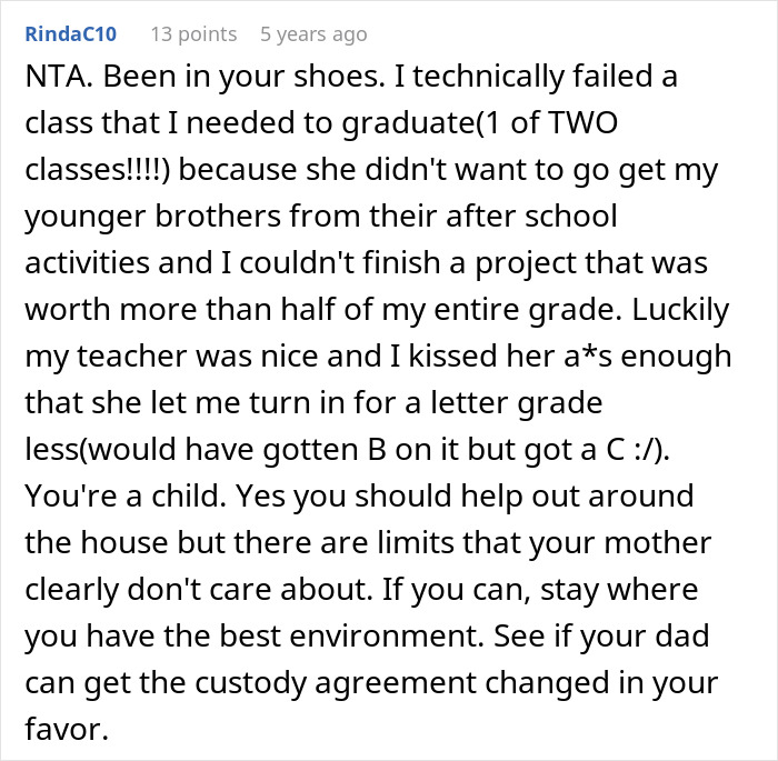 Mom Turns Oldest Daughter Into A Nanny Of Her 5 Kids, Then Gets Upset She Wants To Move In With Dad