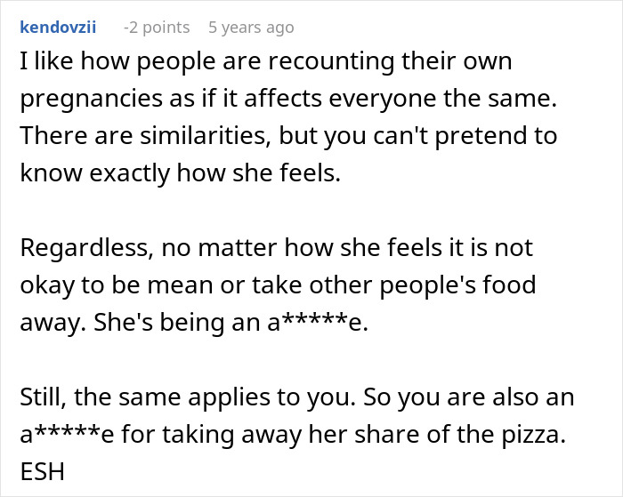 Screenshot of an online comment discussing the impact of a pregnant wife's cruel comment on her husband&rsquo;s feelings.