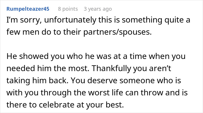 Comment about a man abandoning his husband in the hardest moment and facing a reality check in relationships. Comment about a man abandoning his husband in the hardest moment and facing a reality check in relationships.