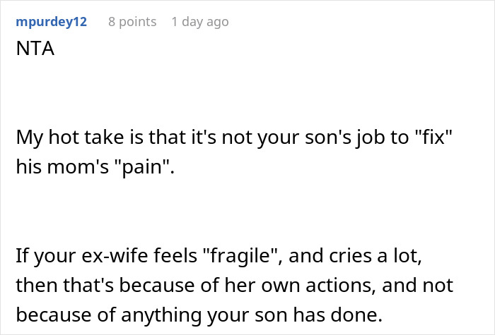 Screenshot of an online comment discussing grandparents guilt trip kid over his mom and dad deciding to cut them off.