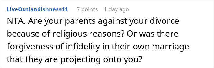 Screenshot of a Reddit comment discussing grandparents guilt trip kid over mom and dad choosing to cut them off.