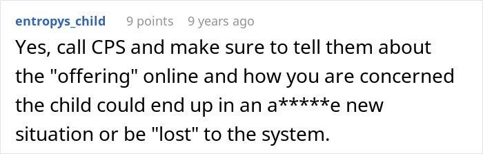 Comment warning about concerns with adopted child’s behavior and risks of online rehoming through Facebook. Comment warning about concerns with adopted child’s behavior and risks of online rehoming through Facebook.