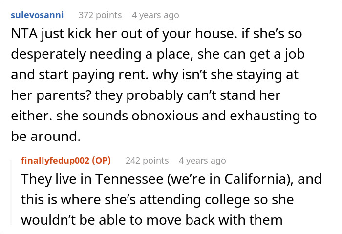 Reddit conversation about handling a rude relationship with a SIL baby, discussing living arrangements and family tension.