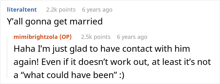 Screenshot of an online conversation about a lady&rsquo;s perfect first date abroad and losing contact after deleting a dating app.