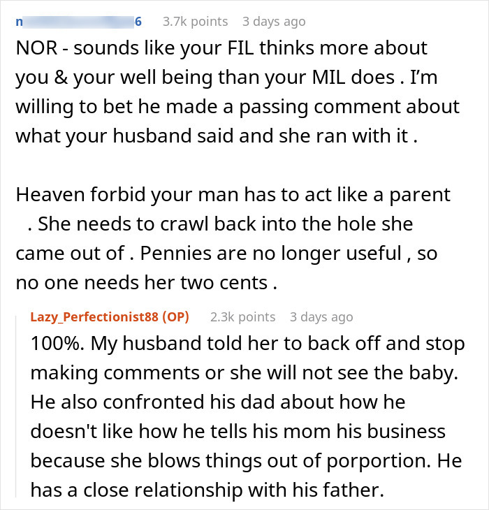 Commenters discuss a man waking up at 4 AM to care for his baby while his mom worries he's doing too much.