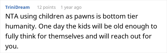 Screenshot of a comment discussing the sadness of seeing niblings being brainwashed to hate a man.