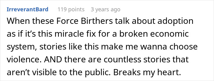 Screenshot of a Facebook comment discussing adoption challenges and emotional impact on families. Screenshot of a Facebook comment discussing adoption challenges and emotional impact on families.